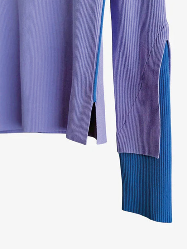 COLOR BLOCK RIB KNIT TOP