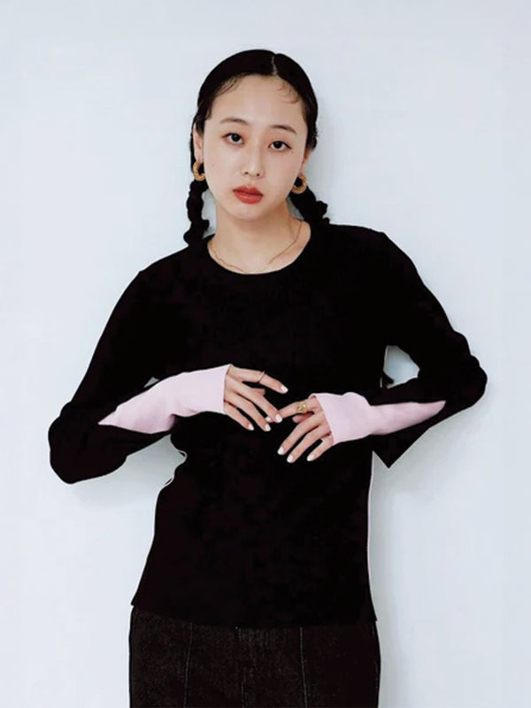 COLOR BLOCK RIB KNIT TOP