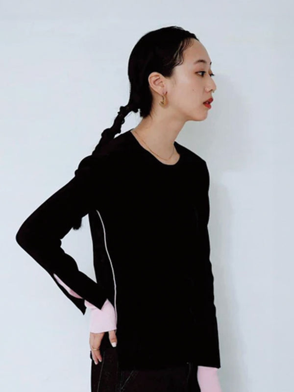 COLOR BLOCK RIB KNIT TOP