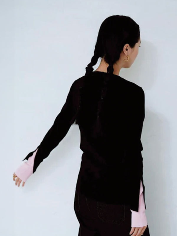 COLOR BLOCK RIB KNIT TOP