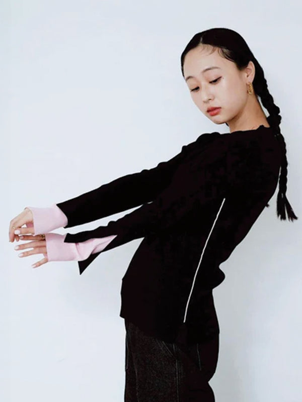 COLOR BLOCK RIB KNIT TOP