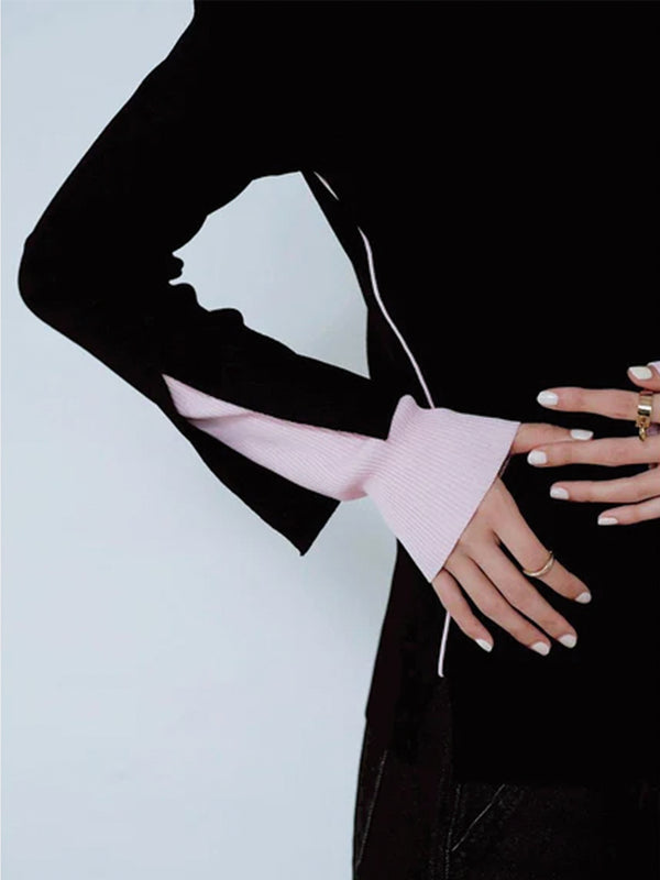 COLOR BLOCK RIB KNIT TOP