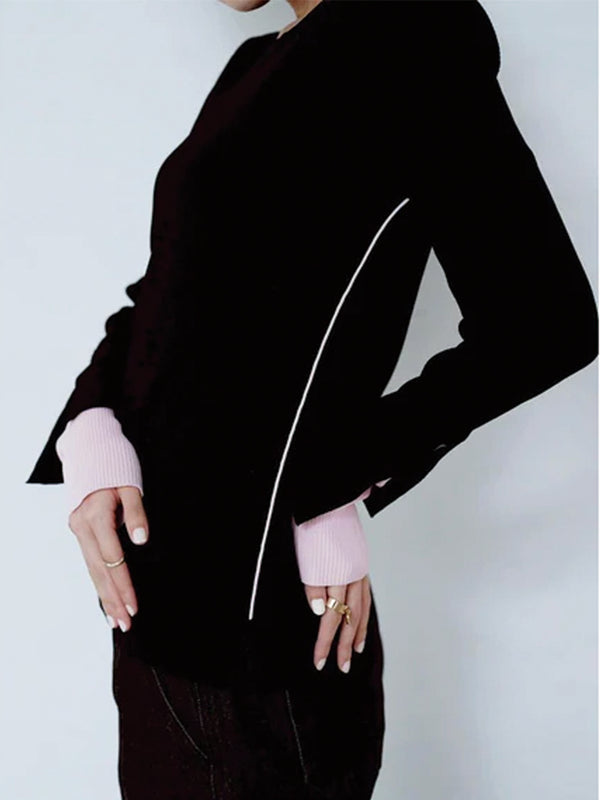 COLOR BLOCK RIB KNIT TOP