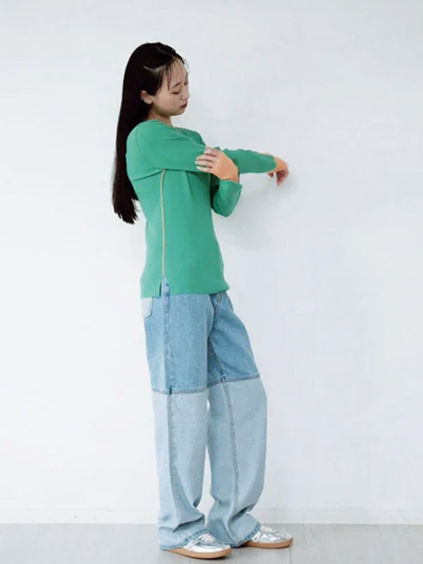 COLOR BLOCK RIB KNIT TOP
