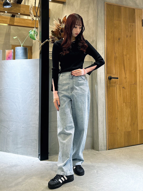 COLOR BLOCK RIB KNIT TOP