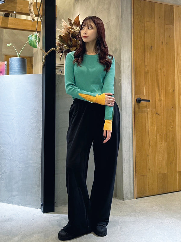 COLOR BLOCK RIB KNIT TOP