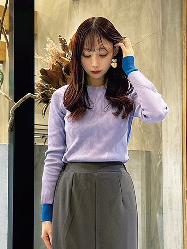 COLOR BLOCK RIB KNIT TOP