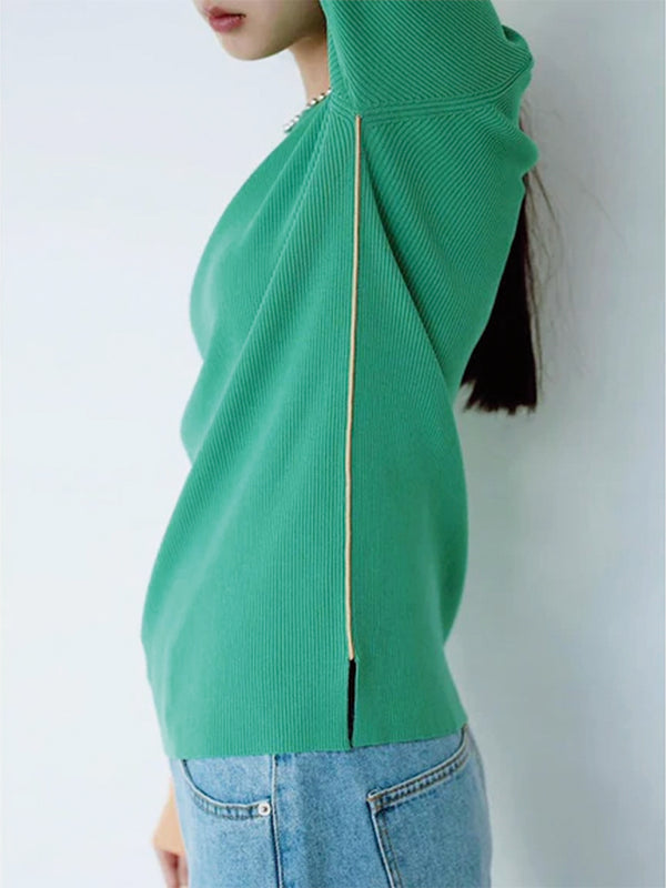 COLOR BLOCK RIB KNIT TOP