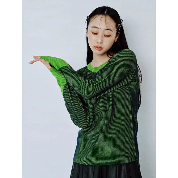 CONTRAST TRIM RIB KNIT TOP