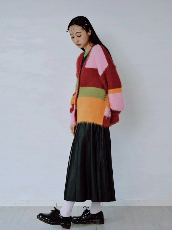 MULTI COLOR SHAGGY KNIT CARDIGAN
