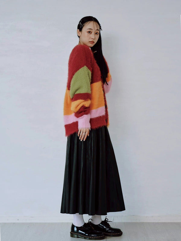 MULTI COLOR SHAGGY KNIT CARDIGAN