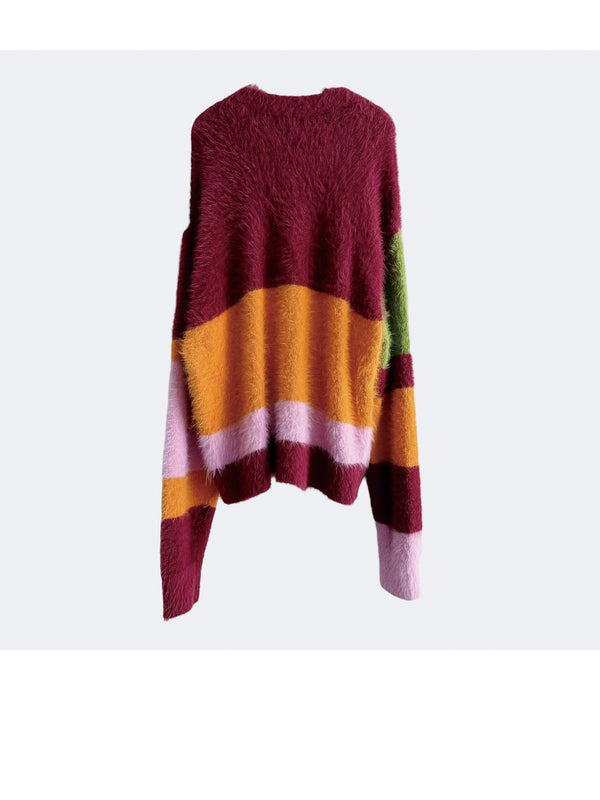 MULTI COLOR SHAGGY KNIT CARDIGAN