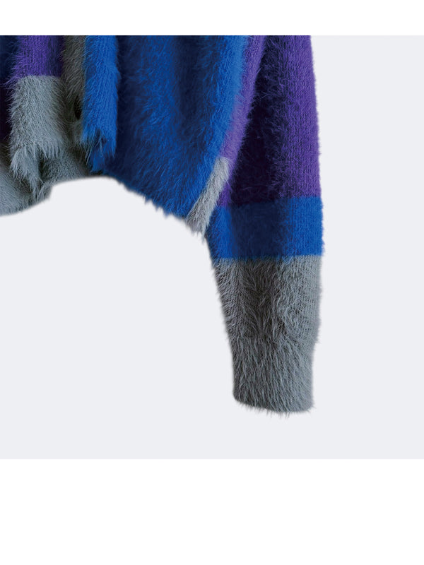 MULTI COLOR SHAGGY KNIT CARDIGAN