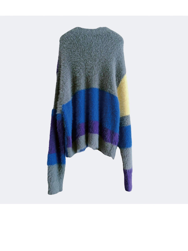MULTI COLOR SHAGGY KNIT CARDIGAN