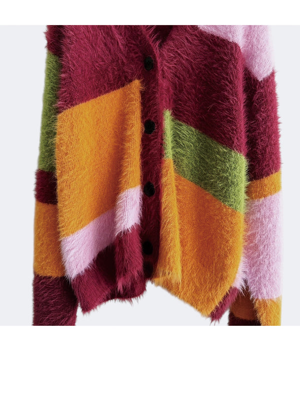 MULTI COLOR SHAGGY KNIT CARDIGAN