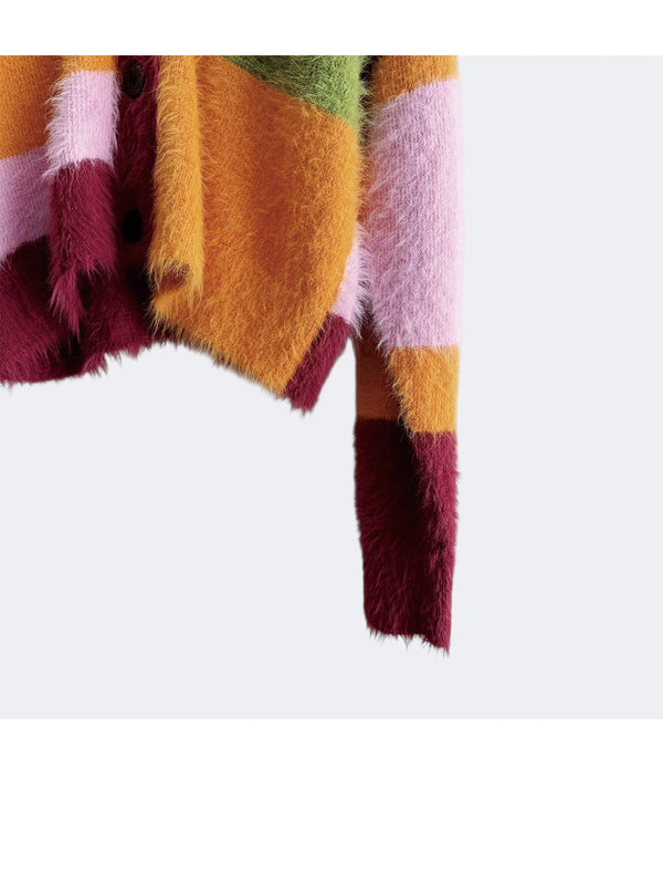 MULTI COLOR SHAGGY KNIT CARDIGAN