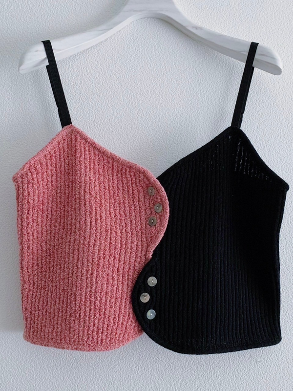 BICOLOR BUSTIER KNIT TOP