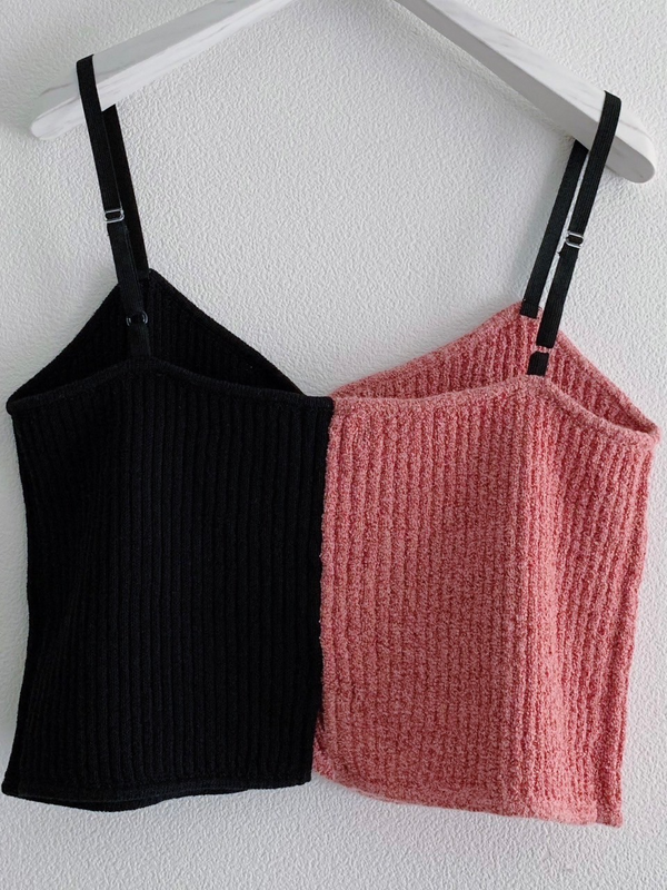 BICOLOR BUSTIER KNIT TOP