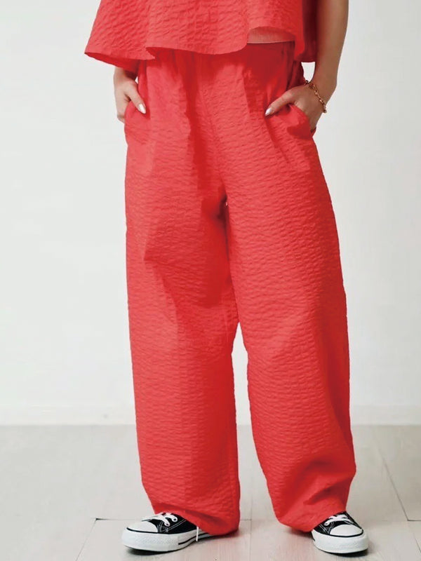 BUMPY FABRIC ROUND PANTS