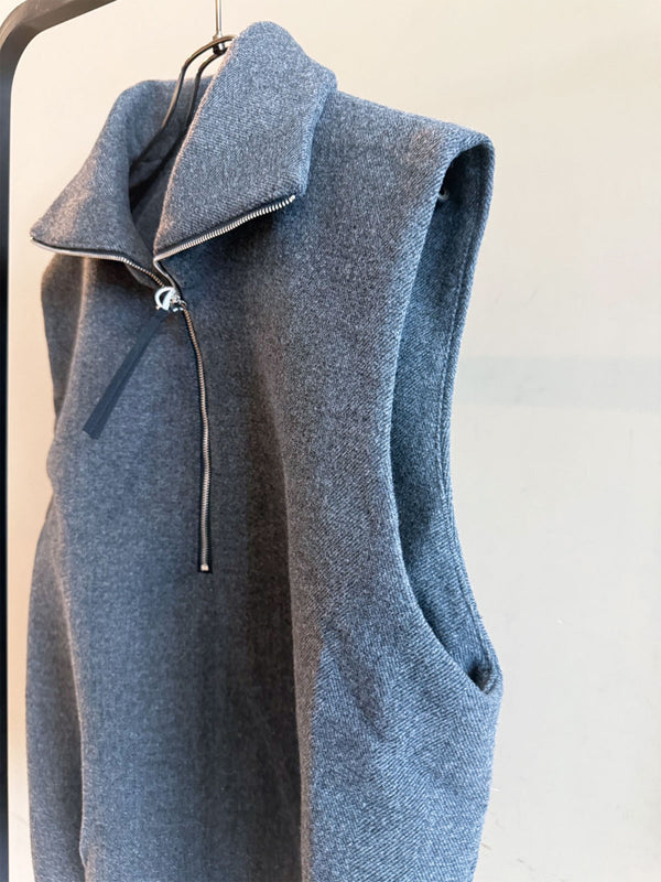Wool High Neck Vest