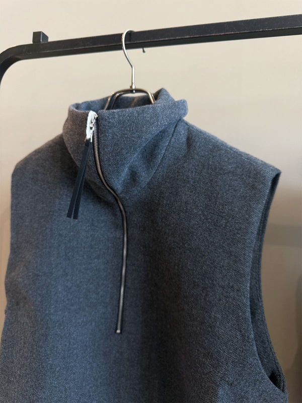 Wool High Neck Vest
