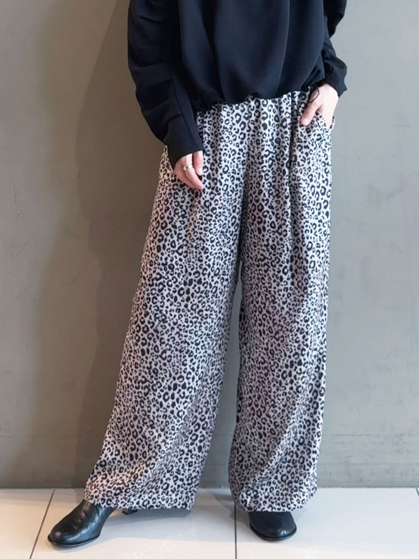 ミニレオパードプリントドロストワイドパンツ