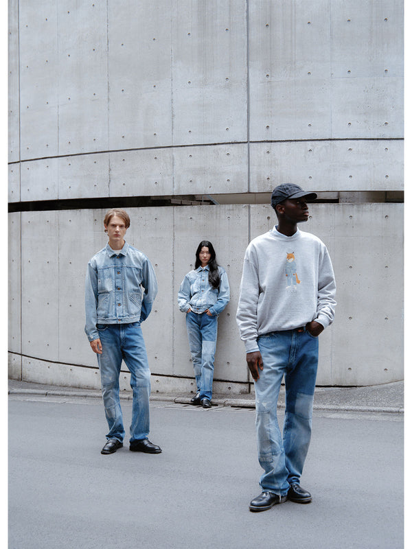 MAISON KITSUNÉ X KURO PATCHWORK DENIM JACKET