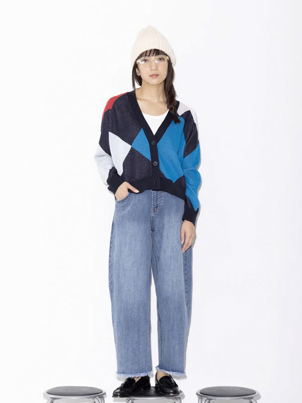 アーガイルVネックカーディガン