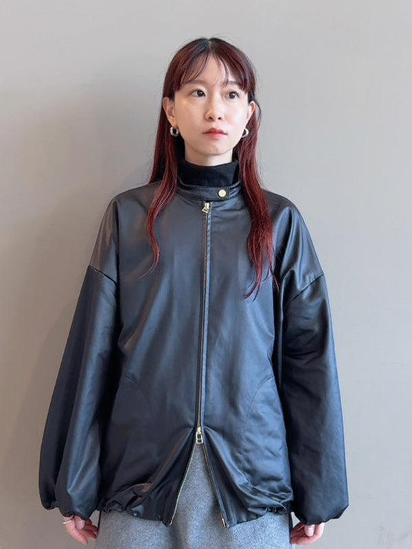 レザーサテンブルゾン