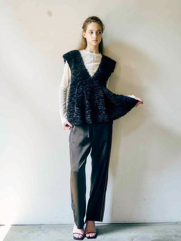 メッシュニットクルーネックトップス