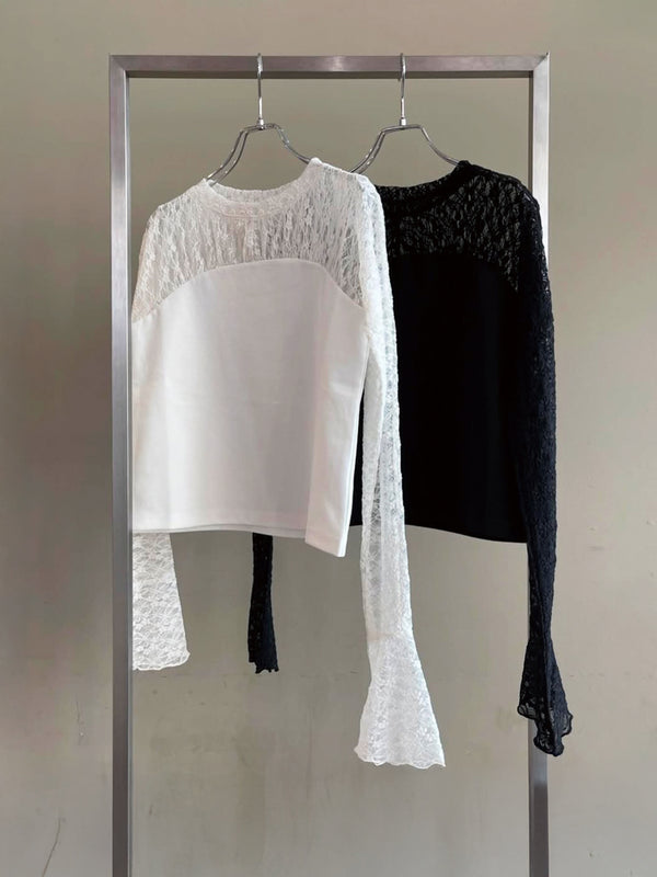 ビスチェ風レースドッキングカットソー