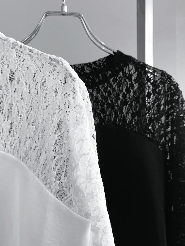 ビスチェ風レースドッキングカットソー