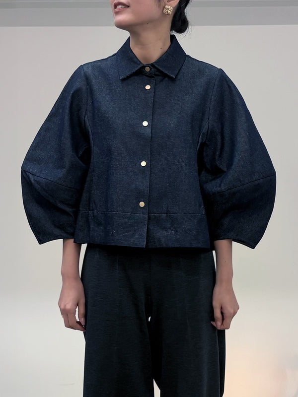 10ozデニムショートペプラムJK