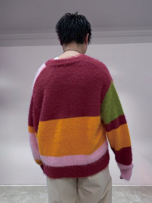 MULTI COLOR SHAGGY KNIT CARDIGAN