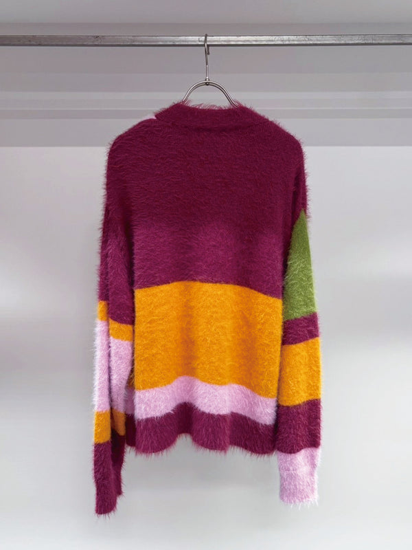 MULTI COLOR SHAGGY KNIT CARDIGAN