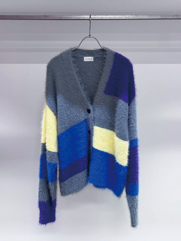 MULTI COLOR SHAGGY KNIT CARDIGAN