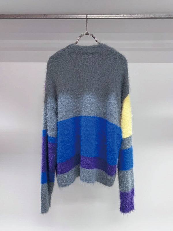 MULTI COLOR SHAGGY KNIT CARDIGAN