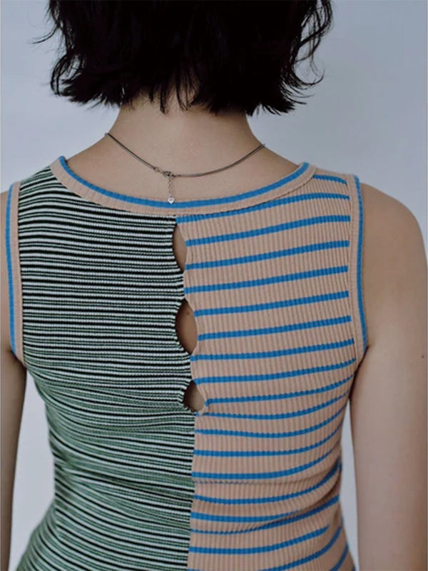 MIX STRIPE RIB TANK