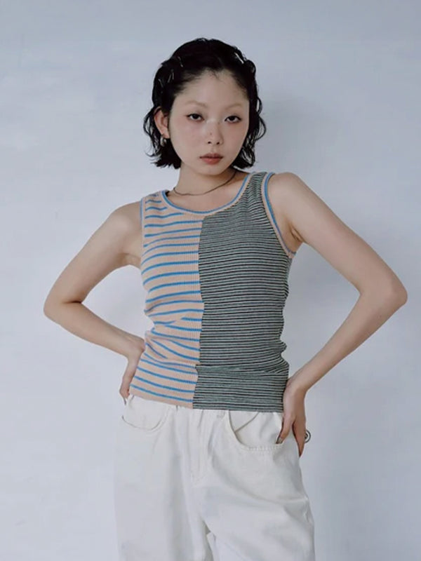 MIX STRIPE RIB TANK