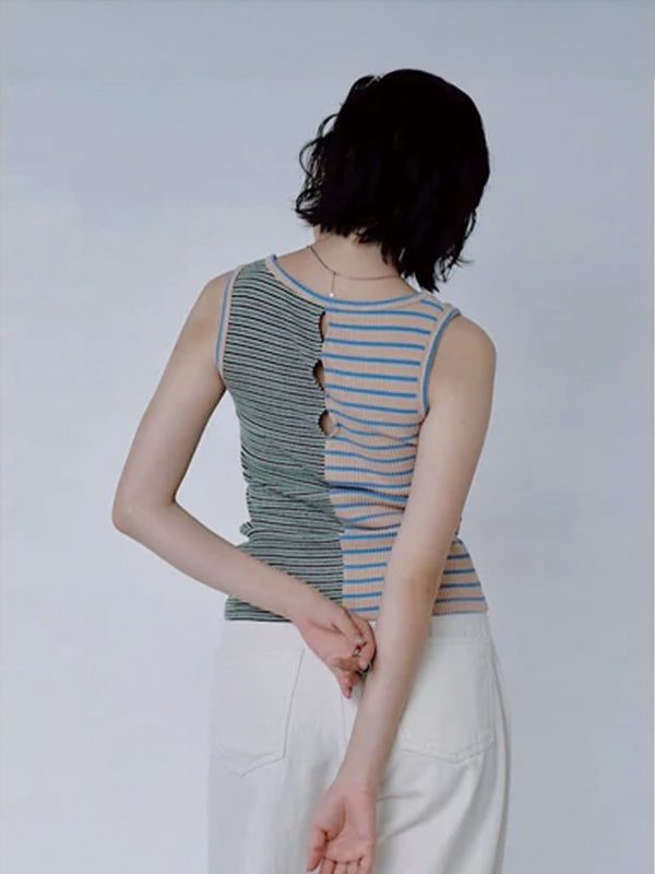 MIX STRIPE RIB TANK