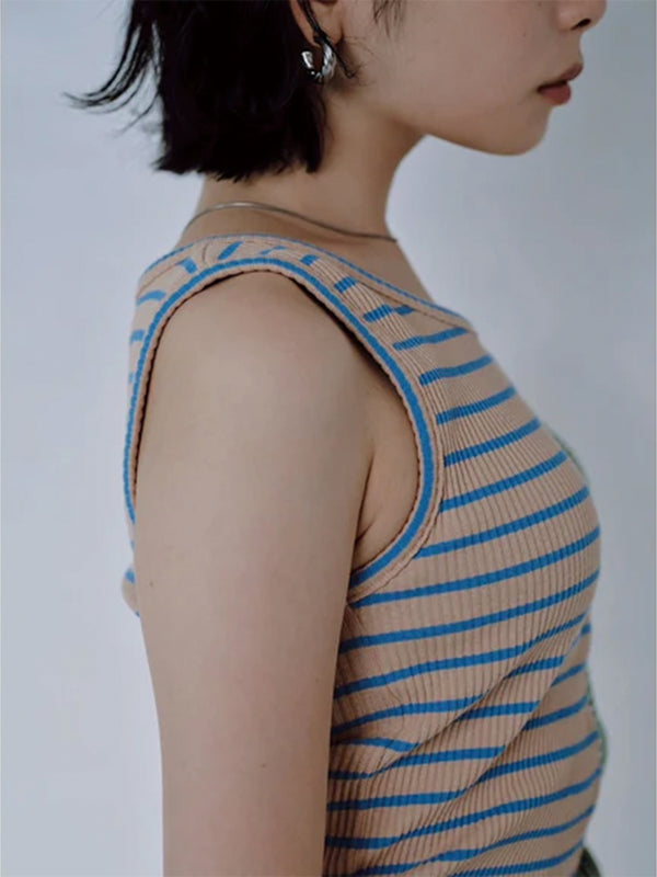 MIX STRIPE RIB TANK