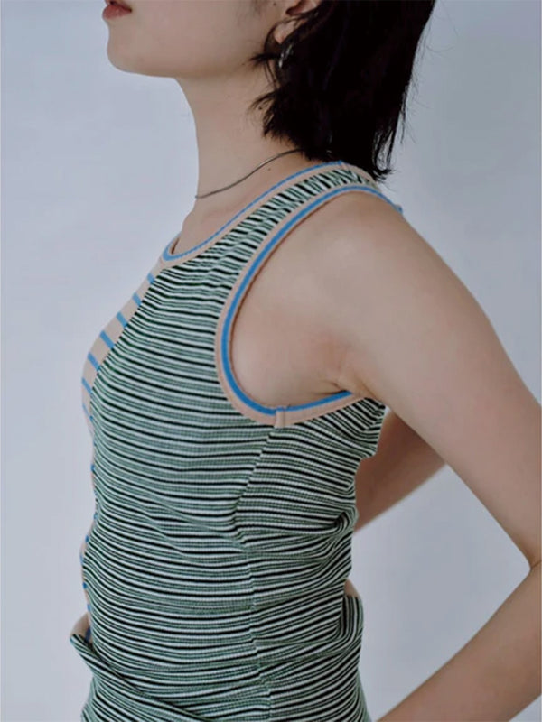 MIX STRIPE RIB TANK