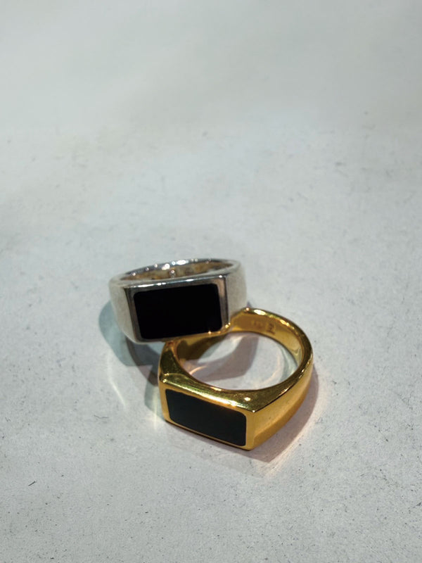 24KGP 925 Silver / Onyx Ring