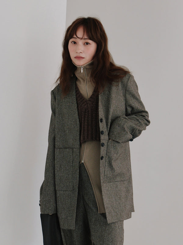silk nep collarless jacket