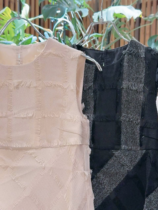cut jacquard check blouse