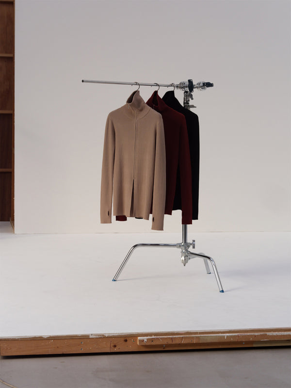 zip up rib knit