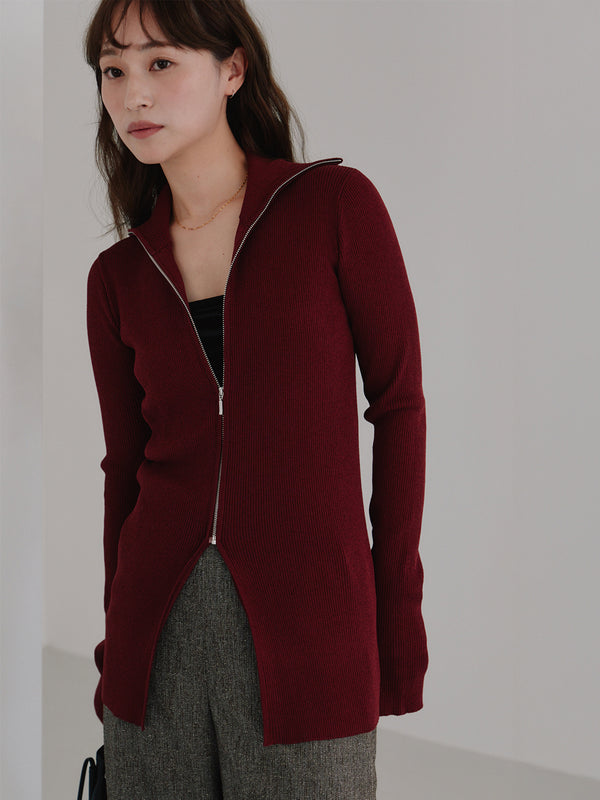 zip up rib knit