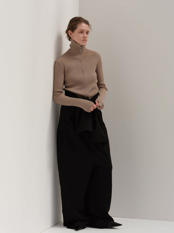 zip up rib knit