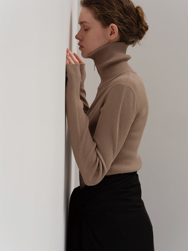 zip up rib knit