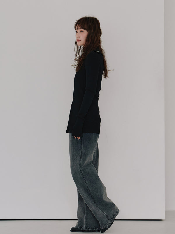 zip up rib knit